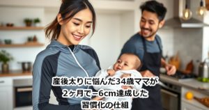 産後太りに悩んだ34歳ママが2ヶ月で−6cm達成した習慣化の仕組