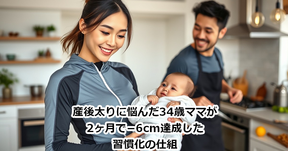 産後太りに悩んだ34歳ママが2ヶ月で−6cm達成した習慣化の仕組