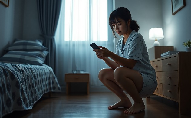 夜はスマホを見ながらスクワット