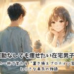 運動なしでも痩せたい在宅男子へ｜朝の一杯で変わる“置き換えプロテイン習慣”と小さな勇気の物語