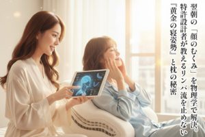 翌朝の「顔のむくみ」を物理学で解決。特許設計者が教えるリンパ流を止めない『黄金の寝姿勢』と枕の秘密